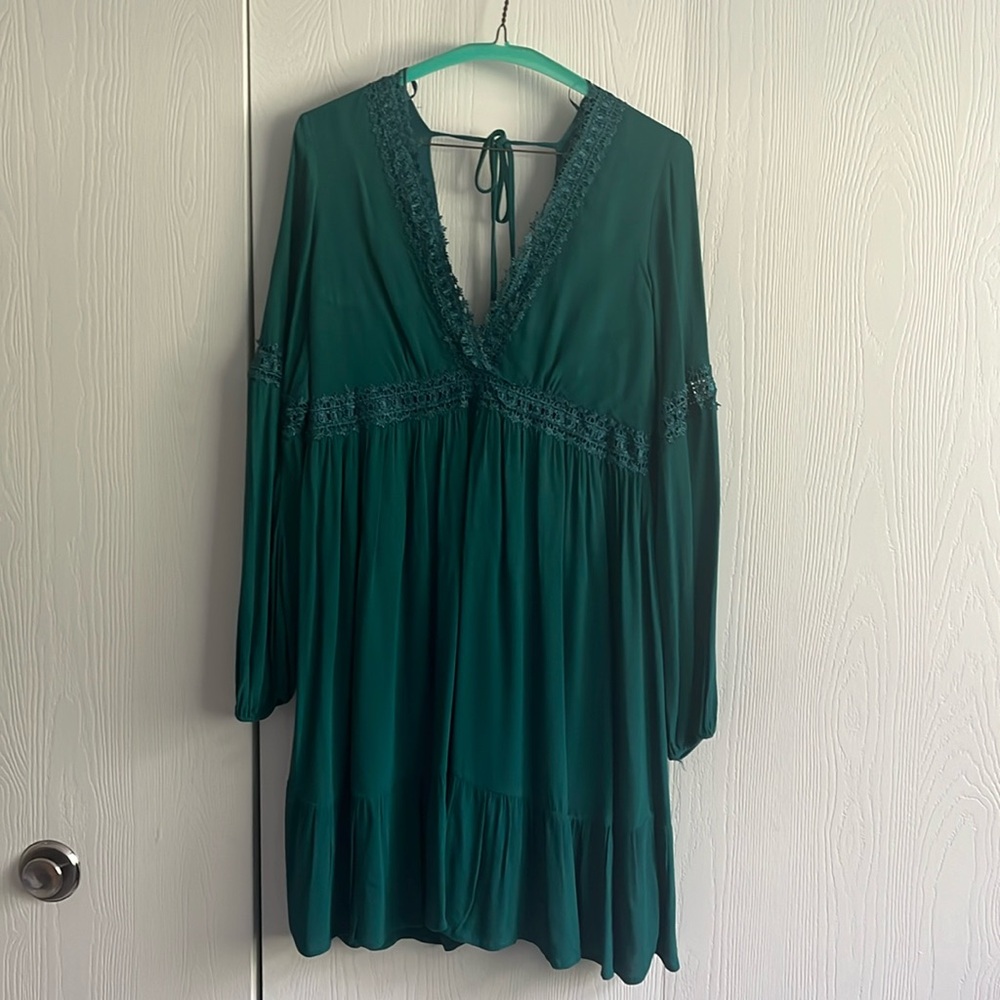 Emerald green Deep V dress from Francesca’s